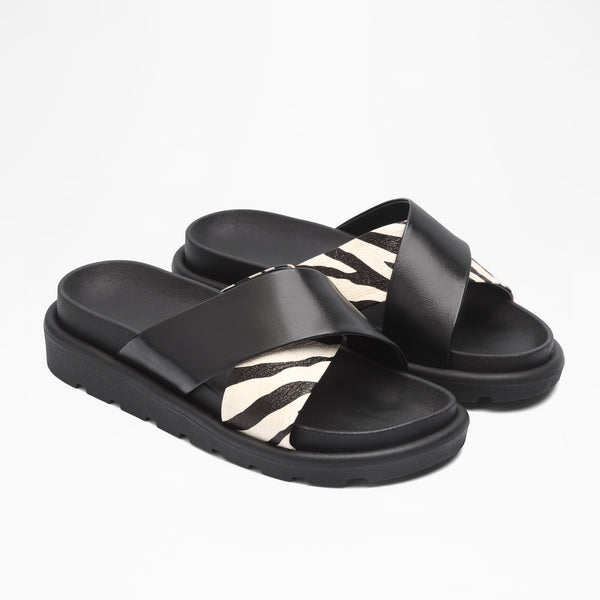 Textured Bead Wide Strap - Black Zipra