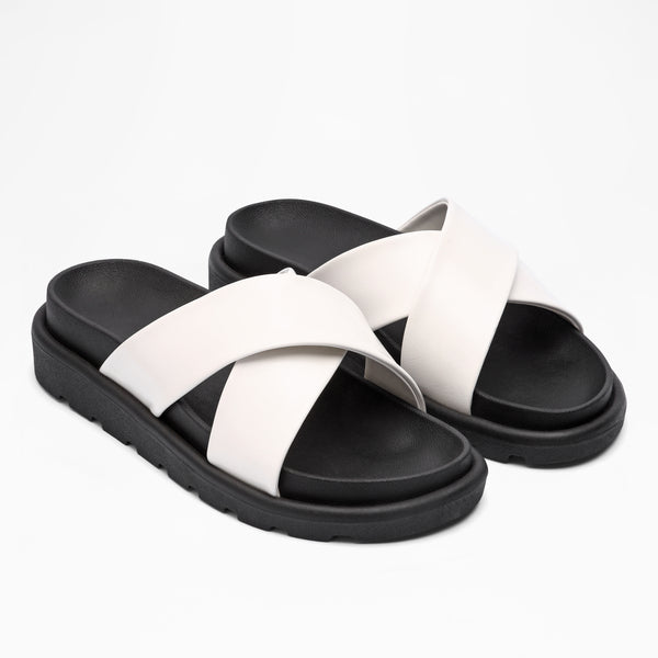 Textured Bead Wide Strap - White