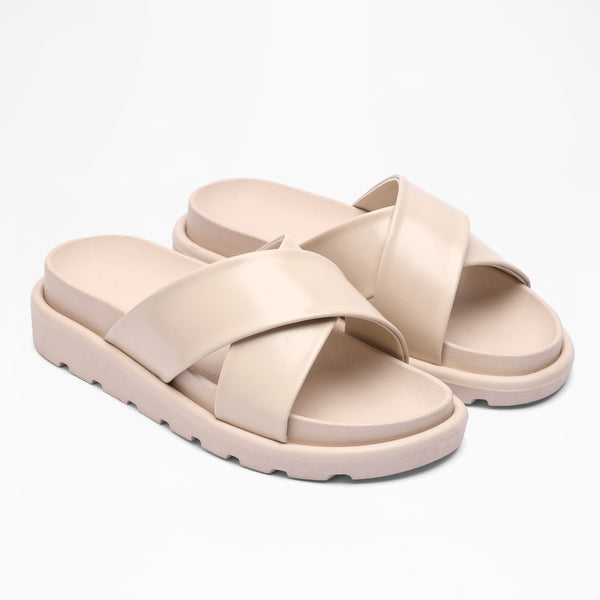 Textured Bead Wide Strap - Beige