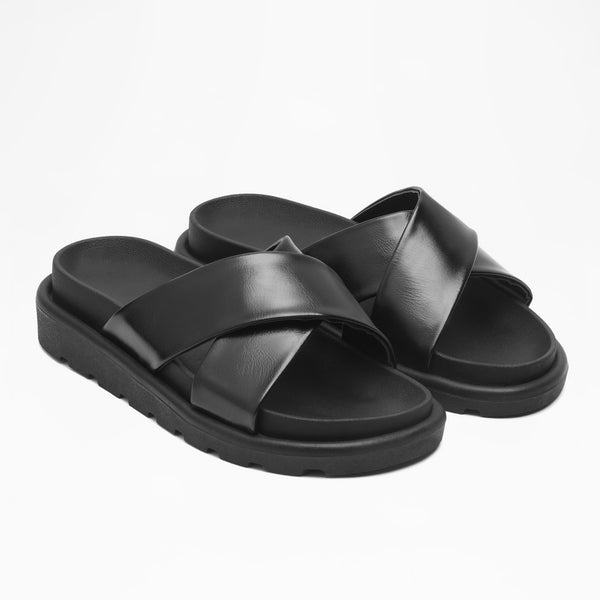 Textured Bead Wide Strap - Black
