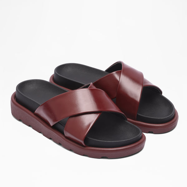 Textured Bead Wide Strap - Marron