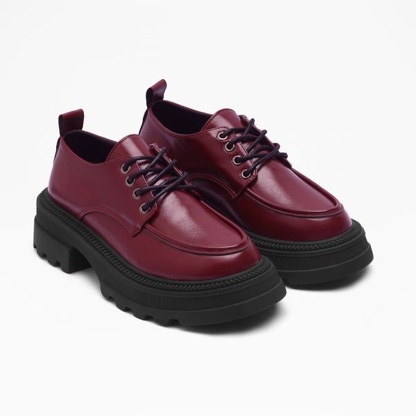 Chunky Sole Oxfords - Marron