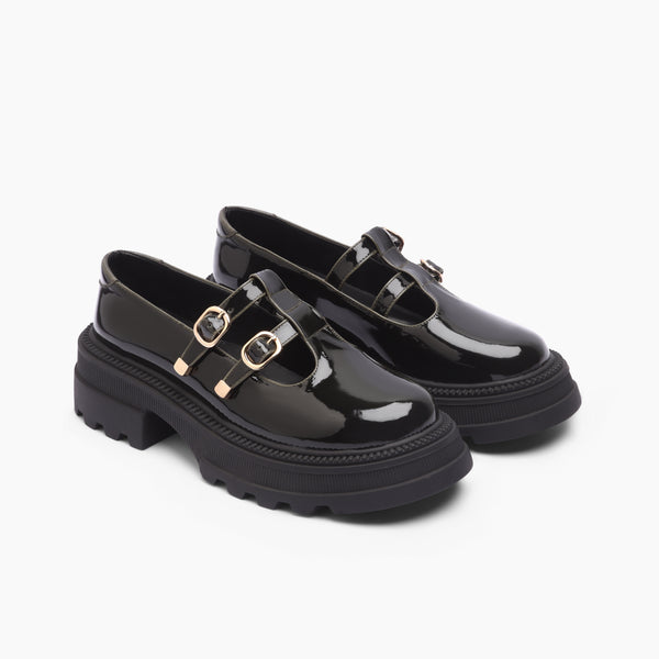 Sleek Wide-Strap Slides - Black