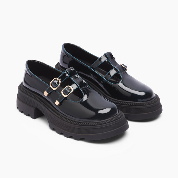 Sleek Wide-Strap Slides - Dark Blue