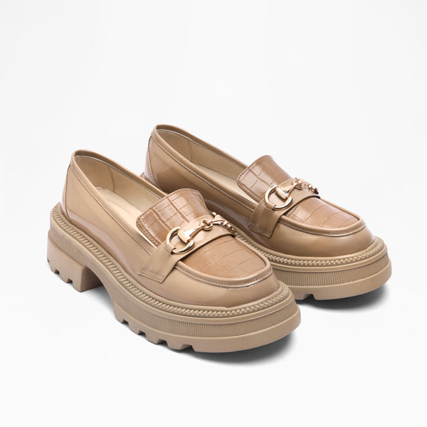 Chain Detail Platform Loafers - Cafe