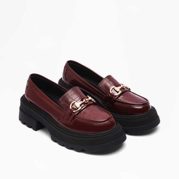 Chain Detail Platform Loafers - Marron