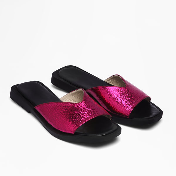 Crinkle Metallic Slides - Purple