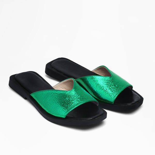 Crinkle Metallic Slides - Green