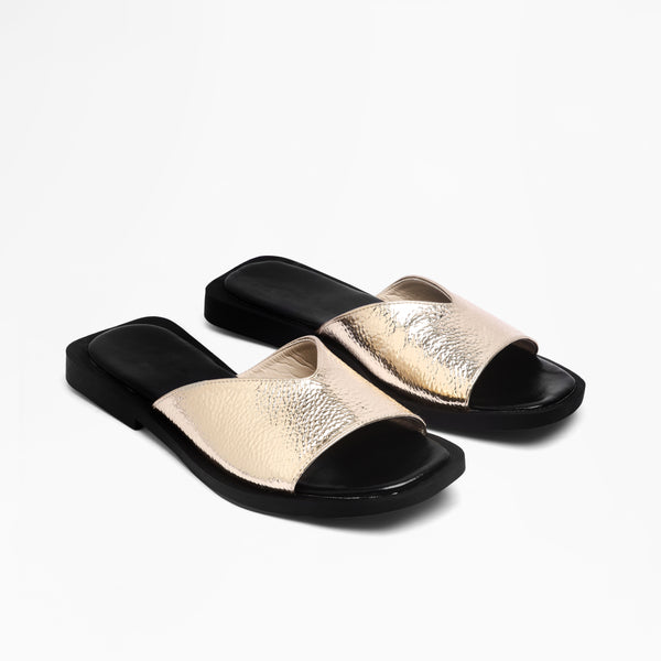 Crinkle Metallic Slides - Gold