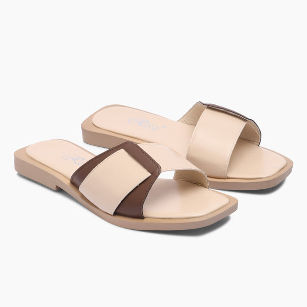 Minimalist Toe Loop Flat - Beige