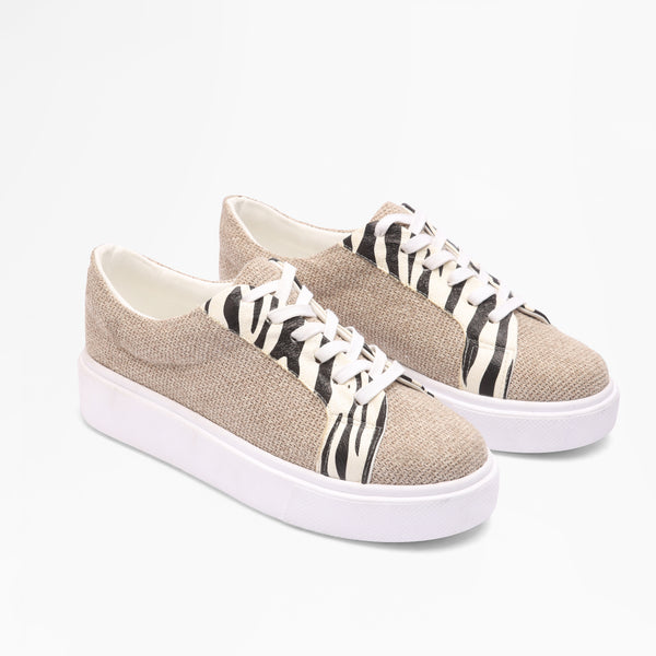 Casual Woven Sneakers - Beige