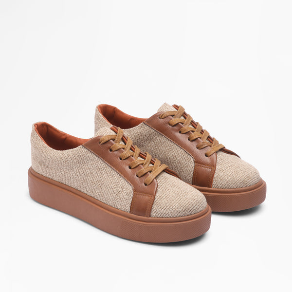 Casual Woven Sneakers - Camel