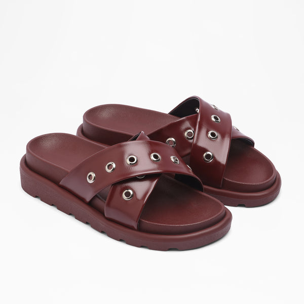 Artisan Beaded Multi-Strap Flats - Marron