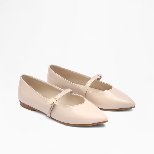 Textured Braid Open-Toe Flats - Beige