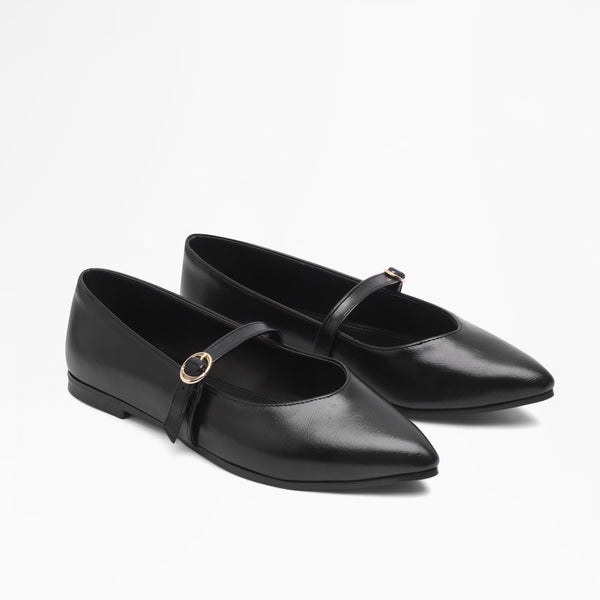 Textured Braid Open-Toe Flats - Black