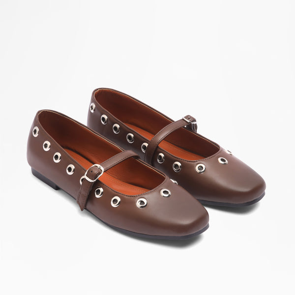 Multi-Strap Woven Thong Flats - Brown