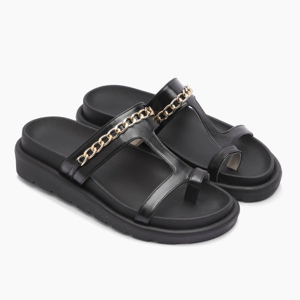 Simple Twisted Strap Sandals - Black