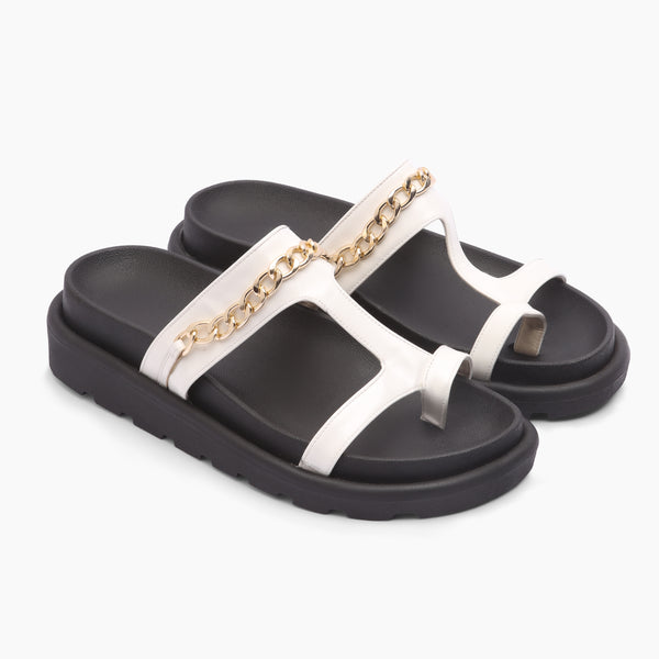 Simple Twisted Strap Sandals - White