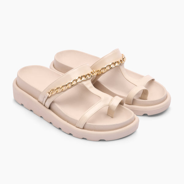 Simple Twisted Strap Sandals - BEIGE