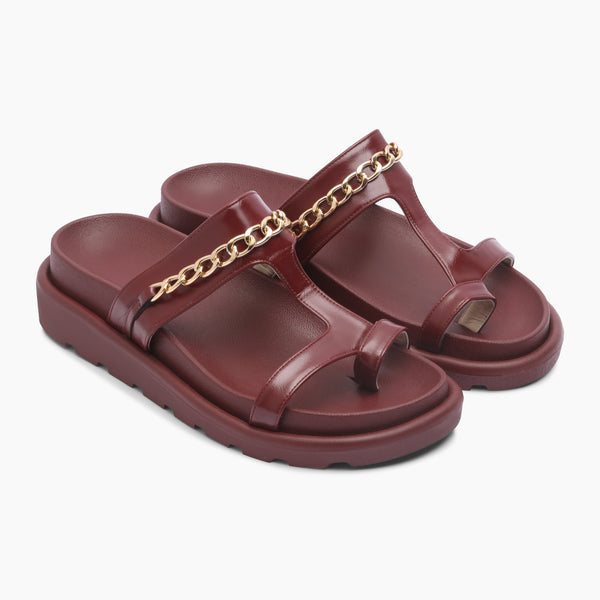 Simple Twisted Strap Sandals - Marron