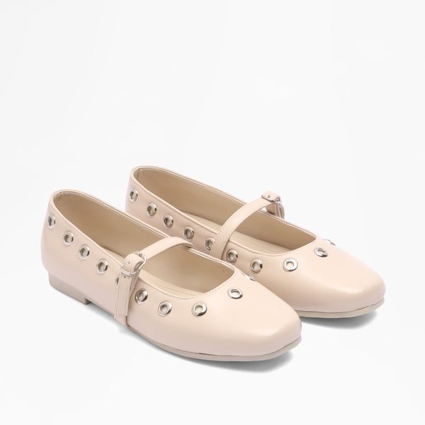 Multi-Strap Woven Thong Flats - Beige