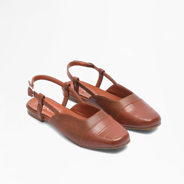 Central Bar Multi-Strap Flat - Camel