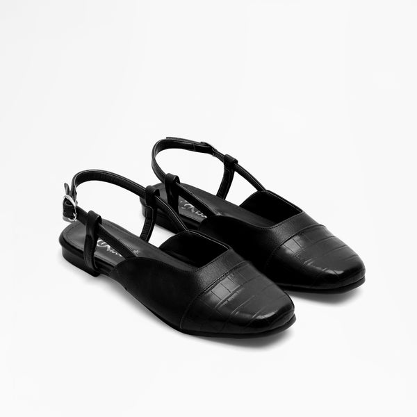 Central Bar Multi-Strap Flat - Black