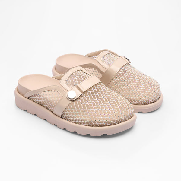 Modern Split-Strap Flat - Beige