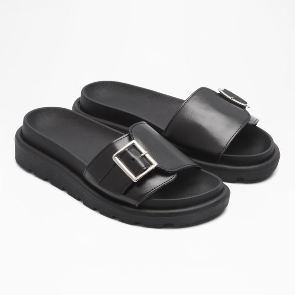 Intertwined Multi-Strap Flats - Black