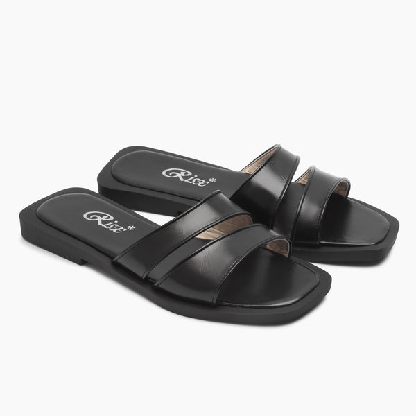 Oval Ornament Flat Slides - Black