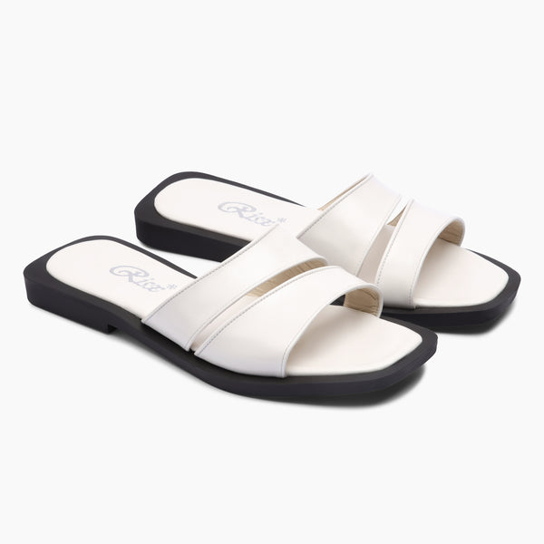 Oval Ornament Flat Slides - White