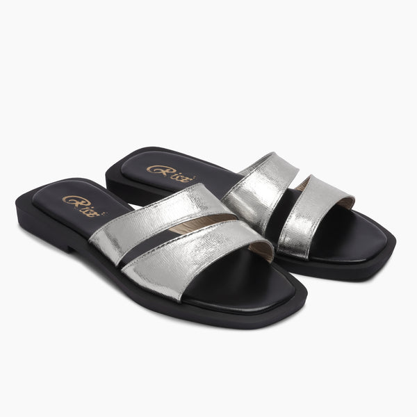 Oval Ornament Flat Slides - SILVER